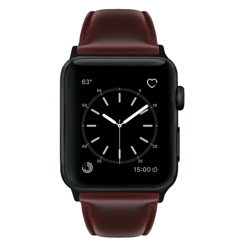 Luxe Echt Lederen bandje - Bordeaux bruin - Geschikt voor Apple Watch 38mm / 40mm / 41mm / 42mm
