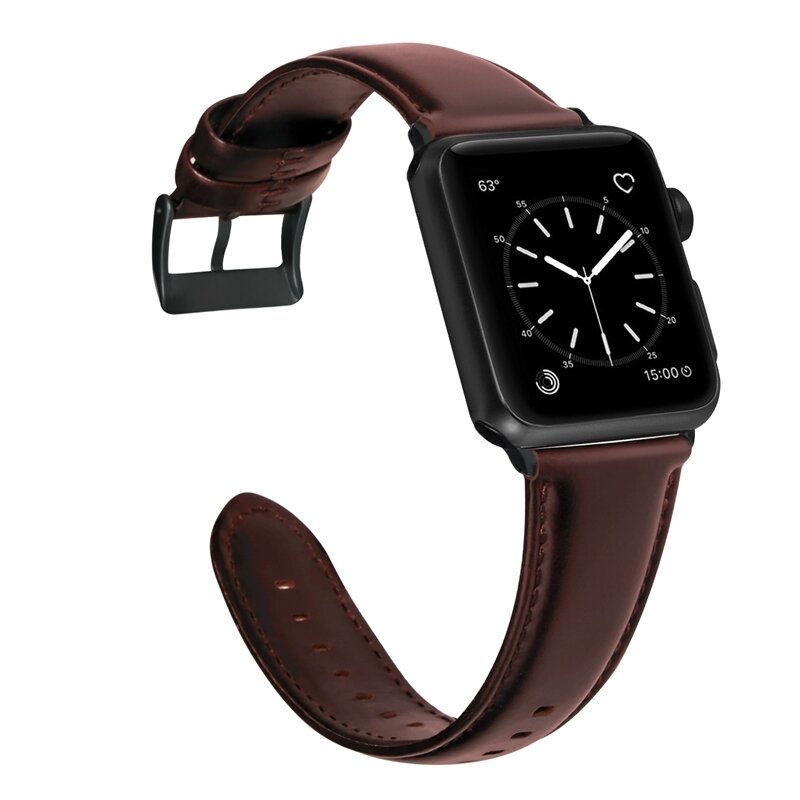 Luxe Echt Lederen bandje - Bordeaux bruin - Geschikt voor Apple Watch 38mm / 40mm / 41mm / 42mm