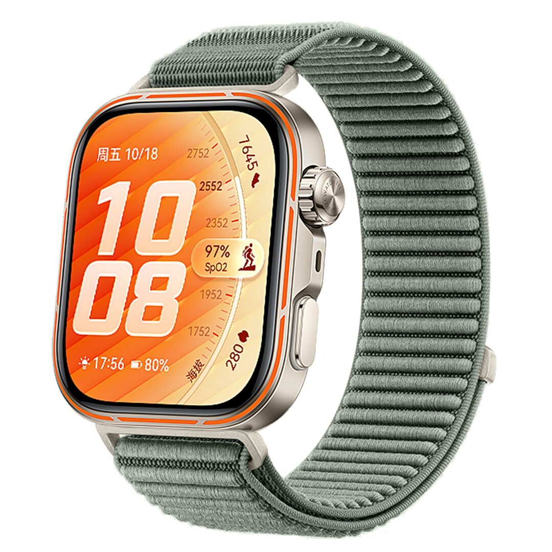Nylon ribbelbandje - Grijs-groen - Huawei Watch Fit 5 / 4 / 3