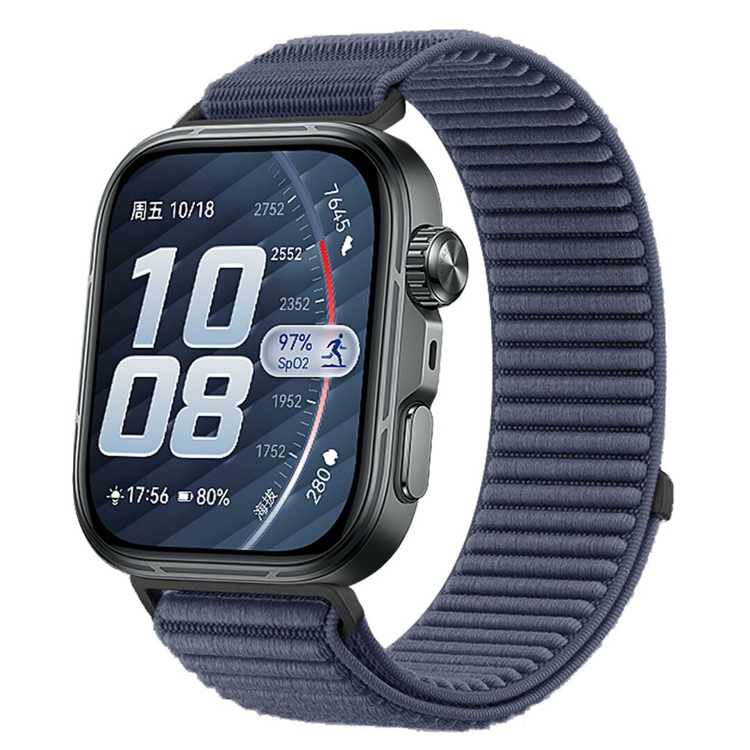 Nylon ribbelbandje - Denim blauw - Huawei Watch Fit 5 / 4 / 3
