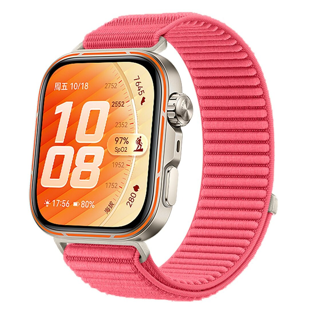 Nylon ribbelbandje - Koraal - Huawei Watch Fit 5 / 4 / 3