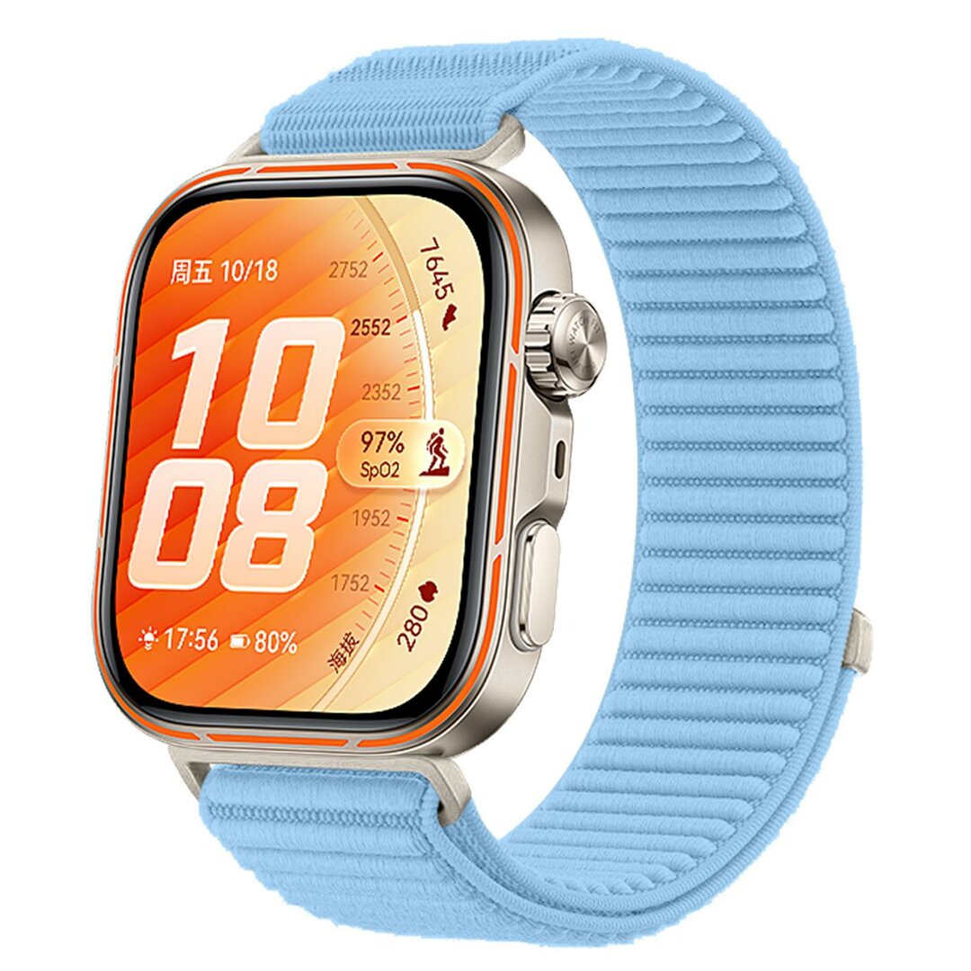 Nylon ribbelbandje - Lichtblauw - Huawei Watch Fit 5 / 4 / 3
