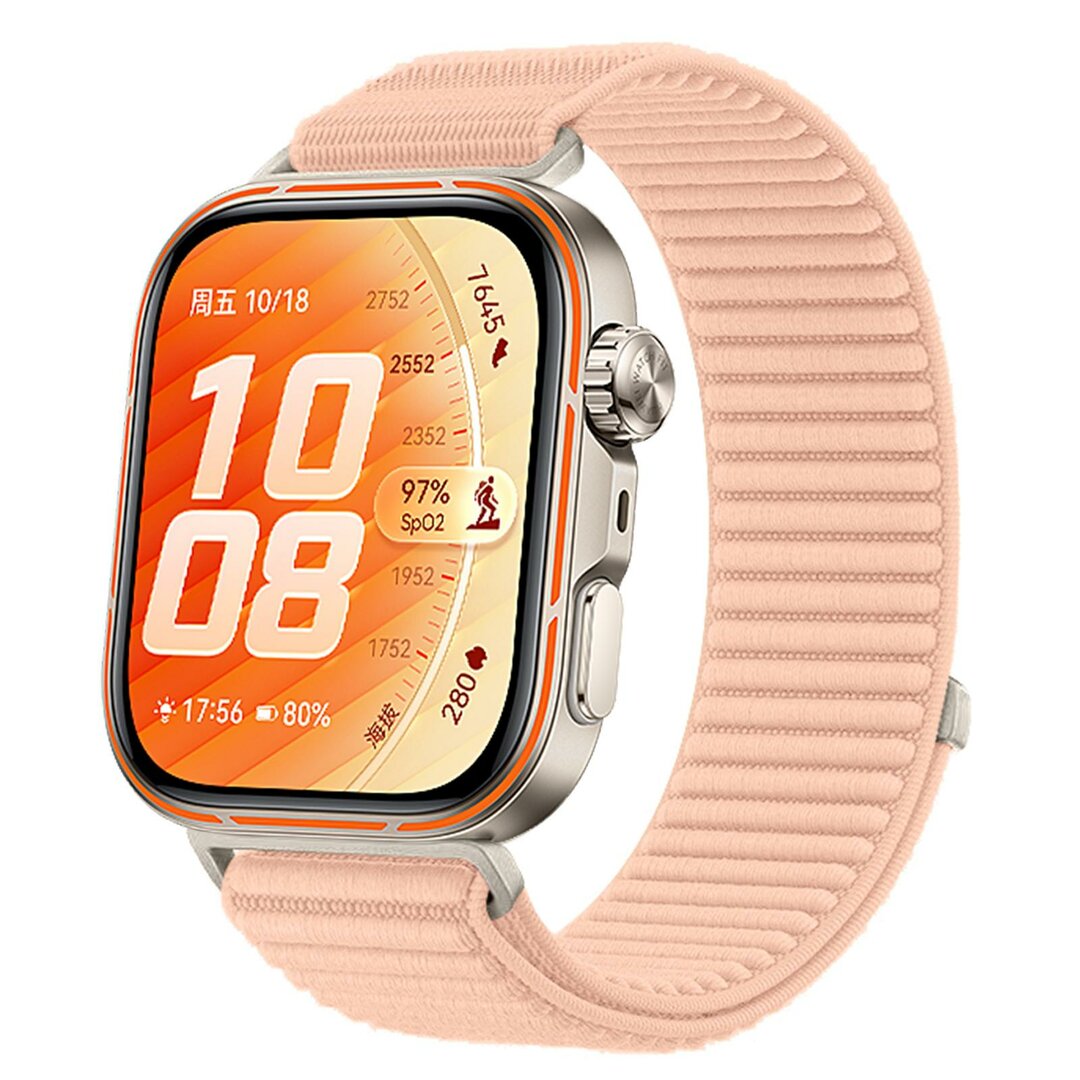 Nylon ribbelbandje - Lichtroze - Huawei Watch Fit 5 / 4 / 3