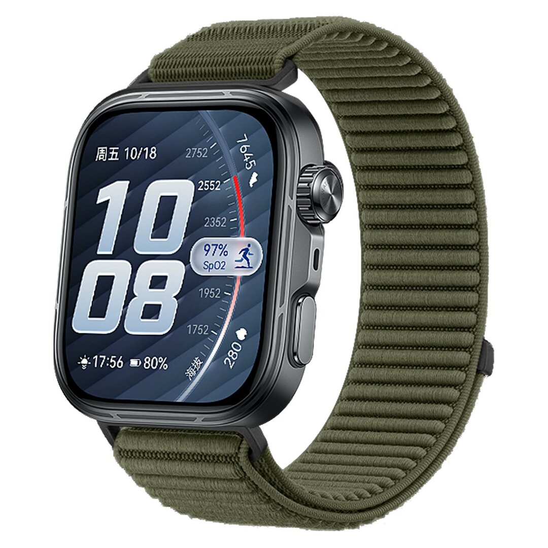 Nylon ribbelbandje - Donkergroen - Huawei Watch Fit 5 / 4 / 3