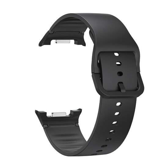 Soft siliconen band - Maat: S/M - Zwart - Samsung Galaxy Watch 9 - 40mm / 44mm