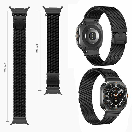 Milanese band met parachute sluiting - Zwart - Samsung Galaxy Watch 9 - 40mm / 44mm