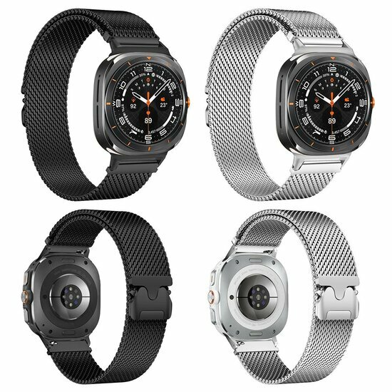 Milanese band met parachute sluiting - Zwart - Samsung Galaxy Watch 9 - 40mm / 44mm