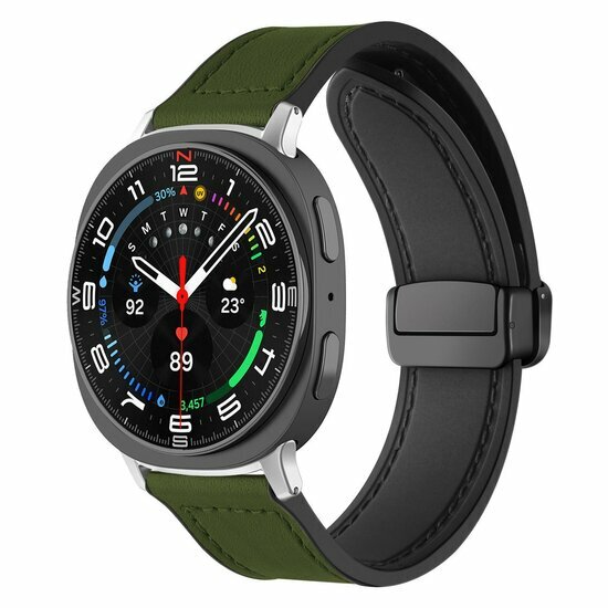 Leer + siliconen bandje - Groen - Samsung Galaxy Watch 9 - 40mm / 44mm