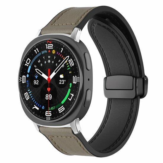 Leer + siliconen bandje - Grijs - Samsung Galaxy Watch 9 - 40mm / 44mm