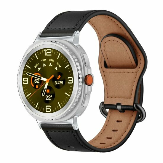 Classic leren band - Zwart - Samsung Galaxy Watch 9 - 40mm / 44mm