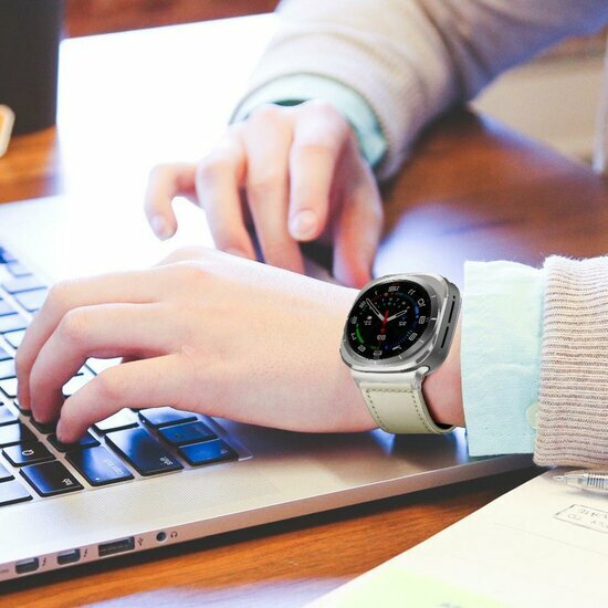 Classic leren band - Ivoor - Samsung Galaxy Watch 9 - 40mm / 44mm