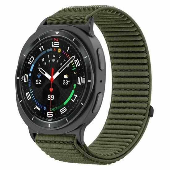 Nylon ribbelbandje - Donkergroen - Samsung Galaxy Watch 9 - 40mm / 44mm