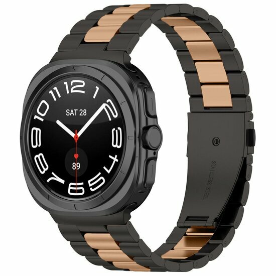 Stalen schakelband - Zwart met champagne goud - Samsung Galaxy Watch 9 - 40mm / 44mm