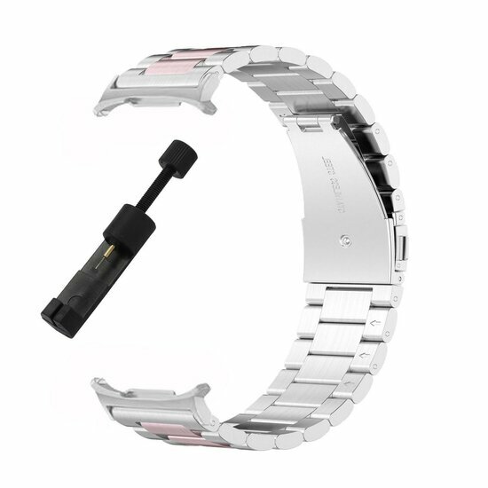 Stalen schakelband - Zilver met ros&eacute; goud - Samsung Galaxy Watch 9 - 40mm / 44mm