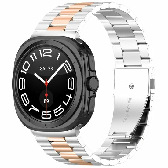 Stalen schakelband - Zilver met champagne goud - Samsung Galaxy Watch 9 - 40mm / 44mm