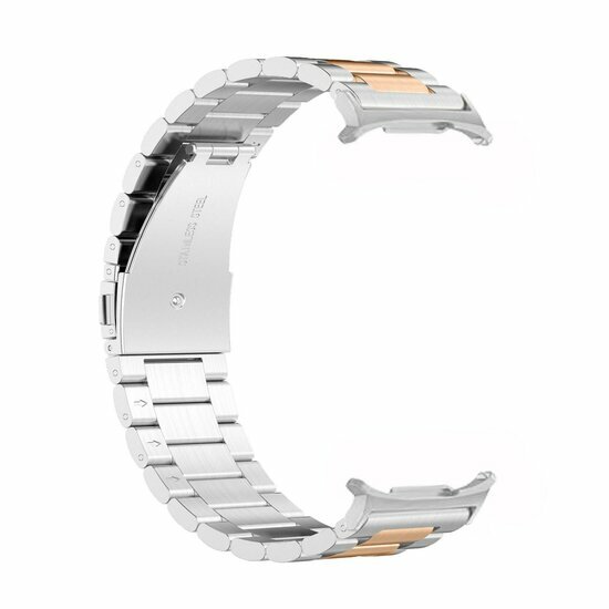 Stalen schakelband - Zilver met champagne goud - Samsung Galaxy Watch 9 - 40mm / 44mm