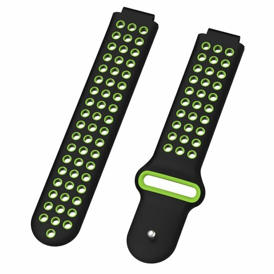 Siliconen sportbandje - Zwart + groen - Garmin Approach S20