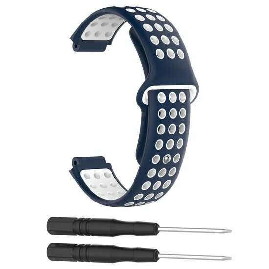 Siliconen sportbandje - Blauw + wit - Garmin Approach S20