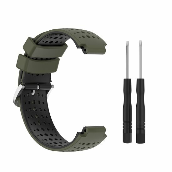 Siliconen Dot Pattern bandje - Donkergroen + zwart - Garmin Approach S20