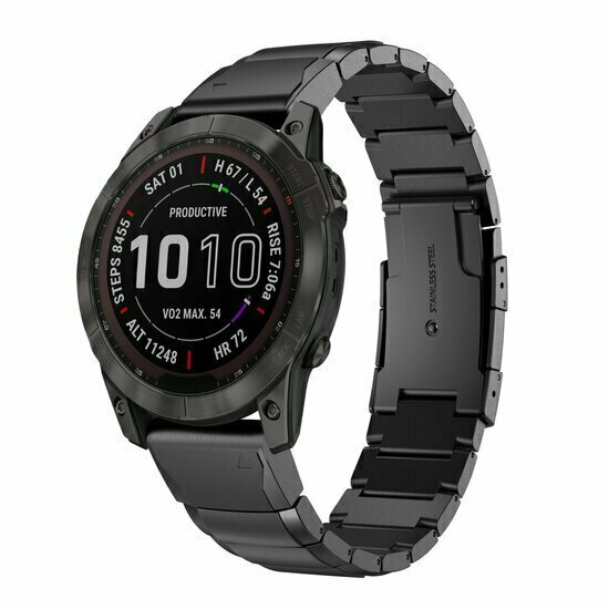 Stainless steel schakelband - Zwart - Garmin Fenix 9 / 9 pro - 43mm