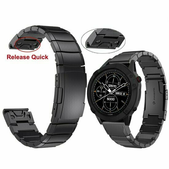 Stainless steel schakelband - Zwart - Garmin Fenix 9 / 9 pro - 43mm