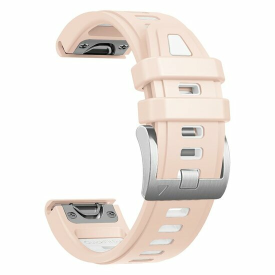 Siliconen bandje - Zalmroze met wit - Garmin Fenix 9 / 9 pro - 43mm