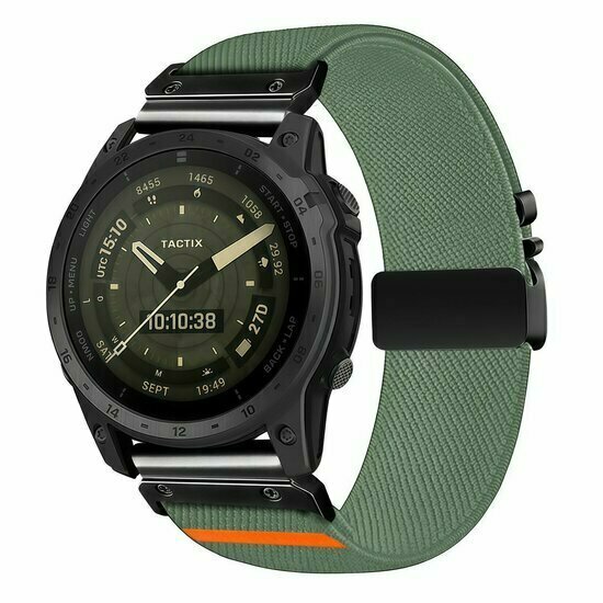 Nylon bandje met parachute sluiting - Groen - Garmin Fenix 9 / 9 pro - 43mm