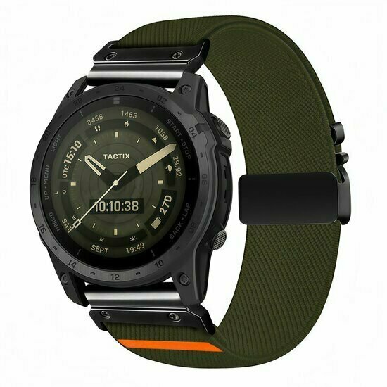 Nylon bandje met parachute sluiting - Donkergroen - Garmin Fenix 9 / 9 pro - 43mm