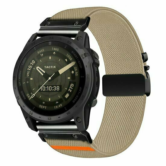 Nylon bandje met parachute sluiting - Beige - Garmin Fenix 9 / 9 pro - 43mm