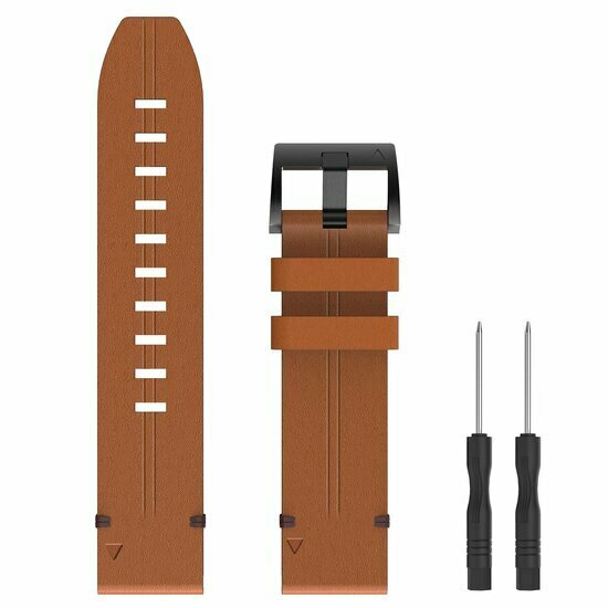 Leren bandje - Zwart - Garmin Fenix 9 / 9 pro - 43mm
