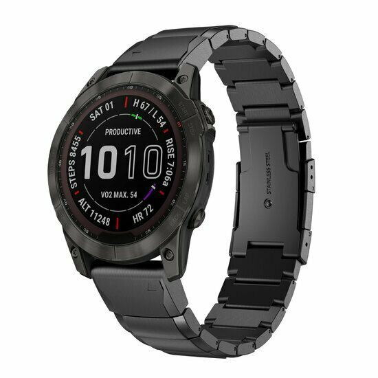Stainless steel schakelband - Zwart - Garmin Fenix 9 / 9 pro - 51mm