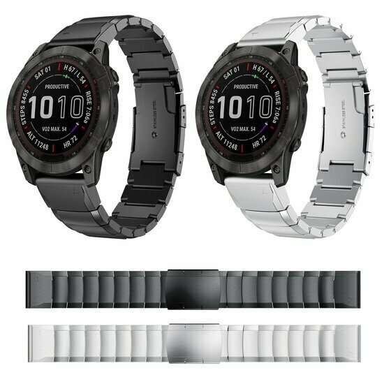 Stainless steel schakelband - Zwart - Garmin Fenix 9 / 9 pro - 51mm