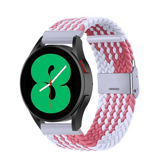 Huawei Watch GT 6 / GT 7 - 41mm  - Braided nylon bandje - Wit / roze