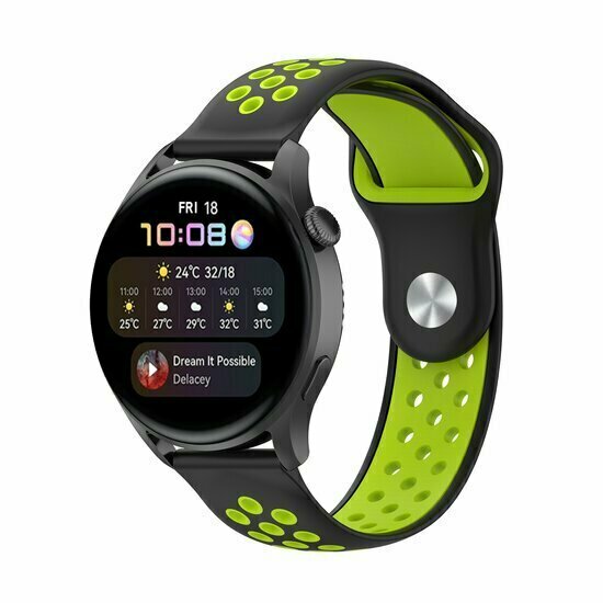 Sport Edition siliconen band - Zwart + groen - Huawei Watch GT 6 / GT 7 / GT 6 pro / GT 7 pro - 46mm