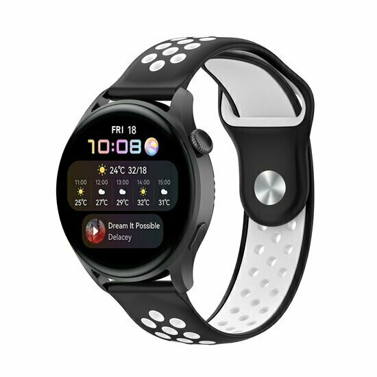 Sport Edition siliconen band - Zwart + wit - Huawei Watch GT 6 / GT 7 / GT 6 pro / GT 7 pro - 46mm