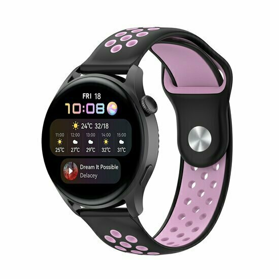 Sport Edition siliconen band - Zwart + roze - Huawei Watch GT 6 / GT 7 / GT 6 pro / GT 7 pro - 46mm