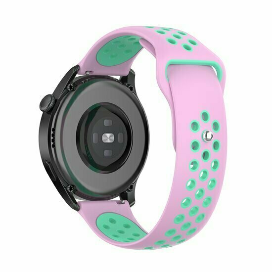 Sport Edition siliconen band - Roze + groen - Huawei Watch GT 6 / GT 7 / GT 6 pro / GT 7 pro - 46mm