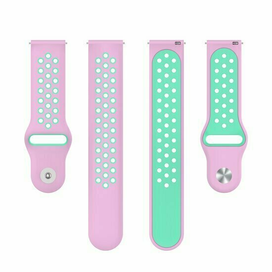 Sport Edition siliconen band - Roze + groen - Huawei Watch GT 6 / GT 7 / GT 6 pro / GT 7 pro - 46mm
