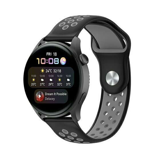 Sport Edition siliconen band - Zwart + grijs - Huawei Watch GT 6 / GT 7 / GT 6 pro / GT 7 pro - 46mm