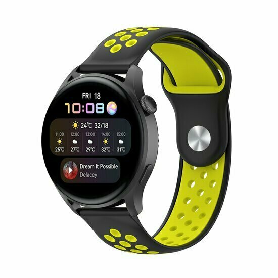 Sport Edition siliconen band - Zwart + geel - Huawei Watch GT 6 / GT 7 / GT 6 pro / GT 7 pro - 46mm