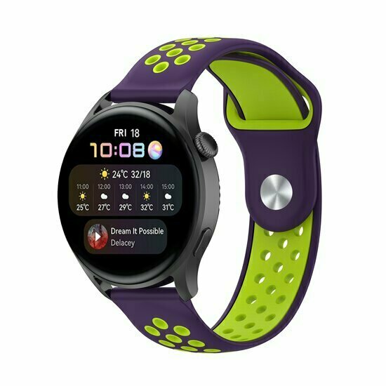Sport Edition siliconen band - Paars + groen - Huawei Watch GT 6 / GT 7 / GT 6 pro / GT 7 pro - 46mm