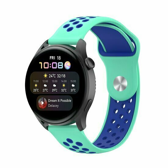 Sport Edition siliconen band - Mintgroen + blauw - Huawei Watch GT 6 / GT 7 / GT 6 pro / GT 7 pro - 46mm