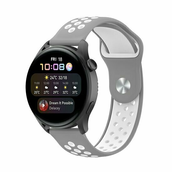 Sport Edition siliconen band - Grijs + wit - Huawei Watch GT 6 / GT 7 / GT 6 pro / GT 7 pro - 46mm