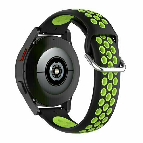 Siliconen sportbandje met gesp - Zwart + groen - Huawei Watch GT 6 / GT 7 / GT 6 pro / GT 7 pro - 46mm