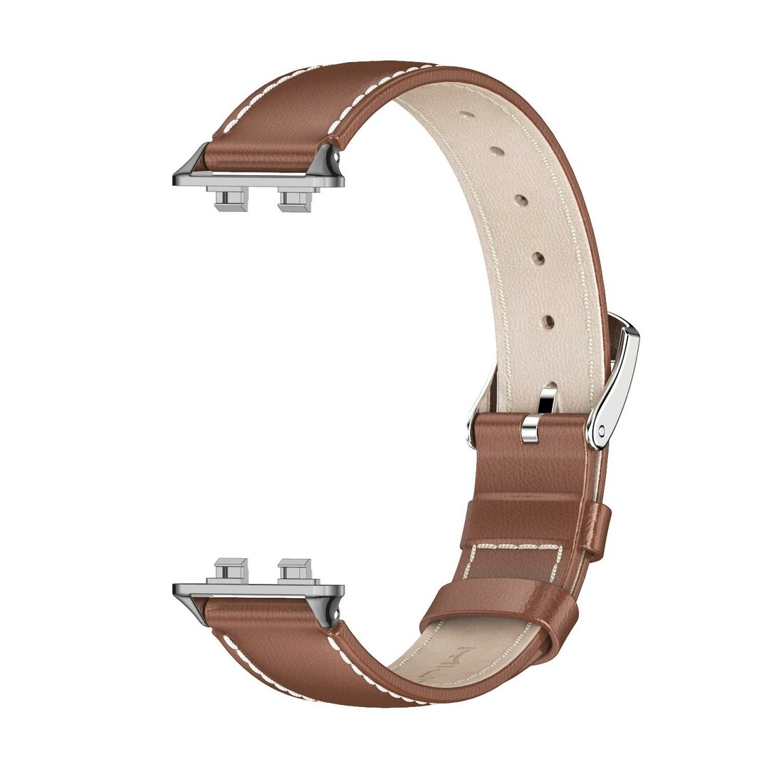 Leren bandje - Bruin (zwarte connector) - Huawei Band 11 / 11 pro