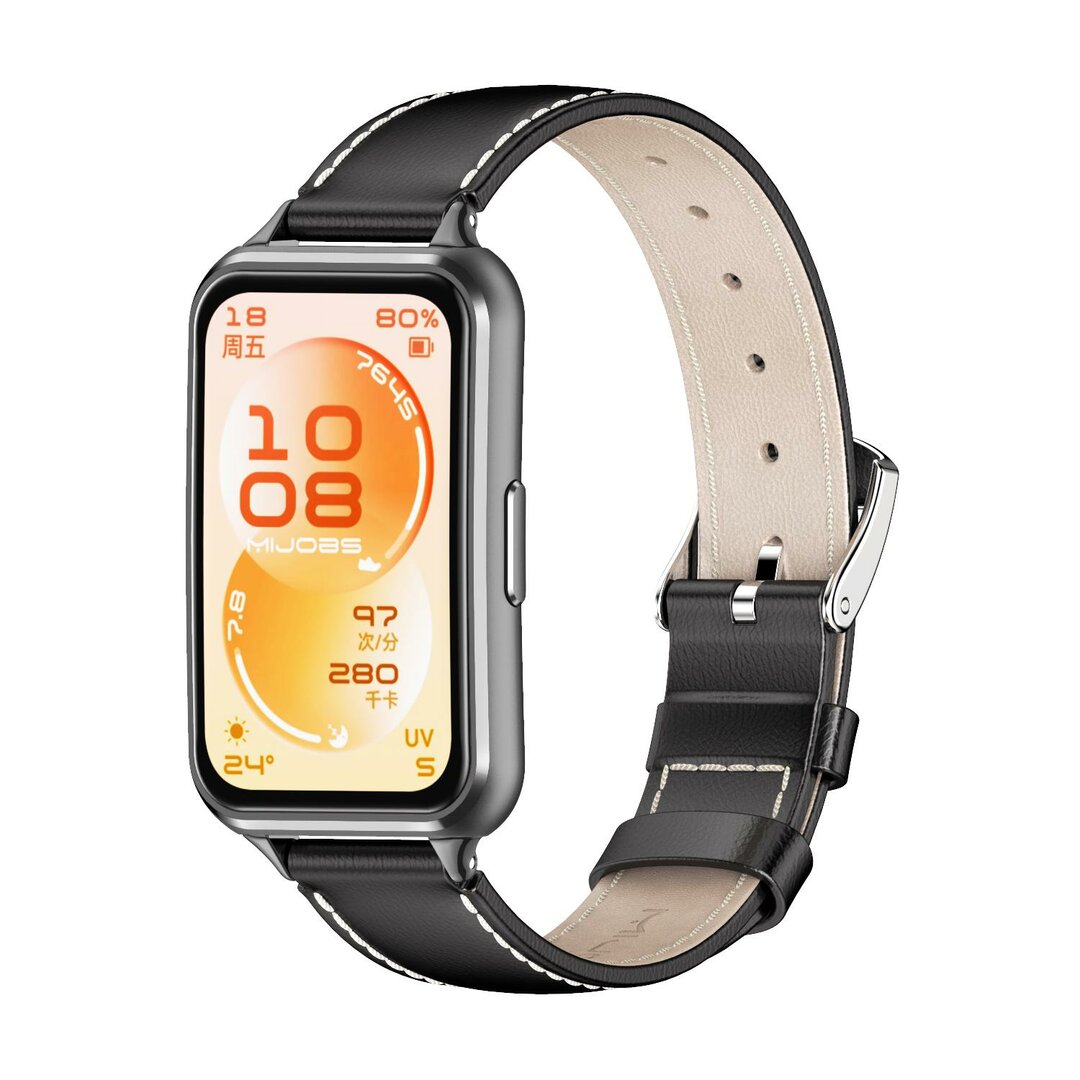 Leren bandje - Zwart - Huawei Band 11 / 11 pro