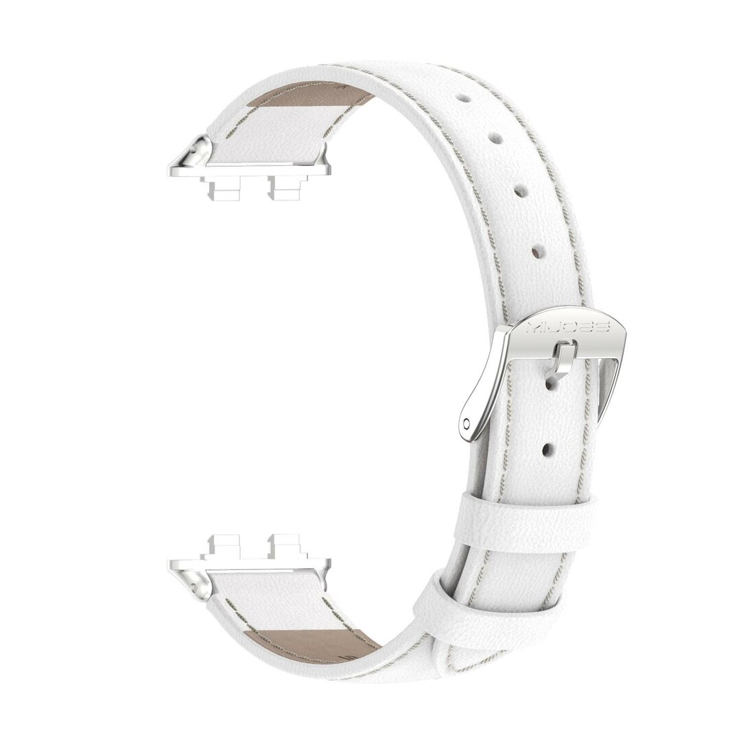 Leren bandje - Wit (zilveren connector) - Huawei Band 11 / 11 pro