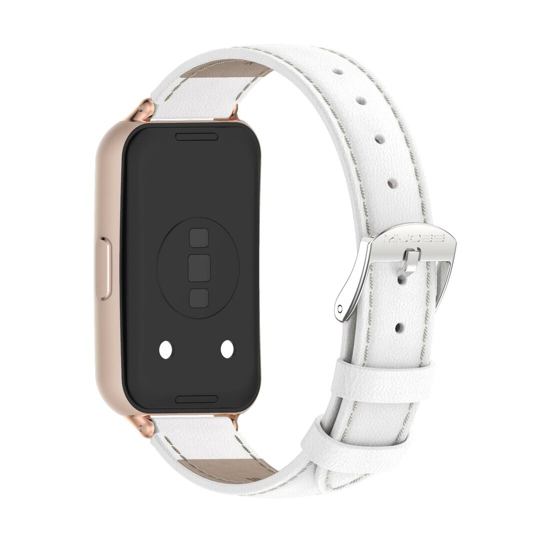 Leren bandje - Wit (ros&eacute; connector) - Huawei Band 11 / 11 pro