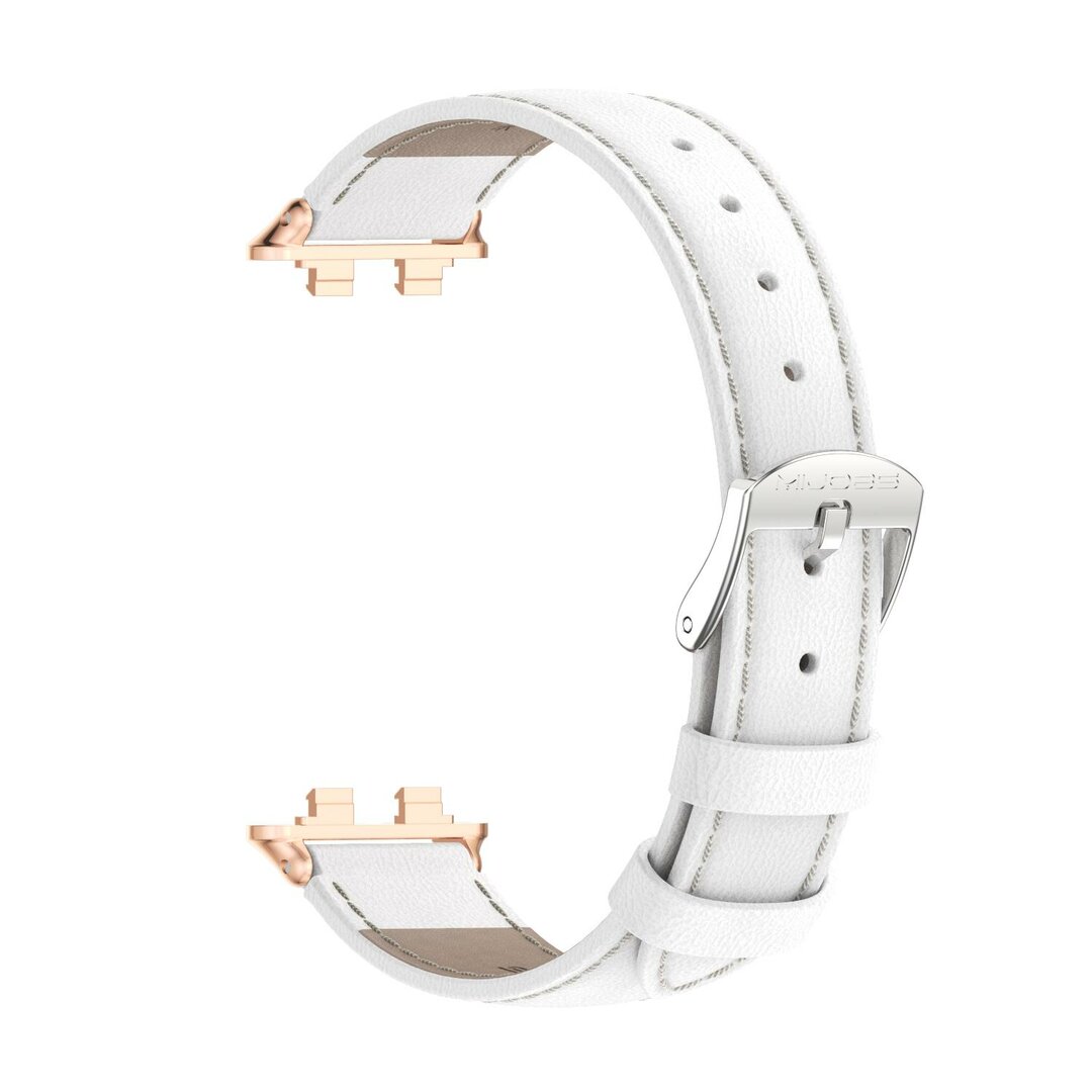 Leren bandje - Wit (ros&eacute; connector) - Huawei Band 11 / 11 pro