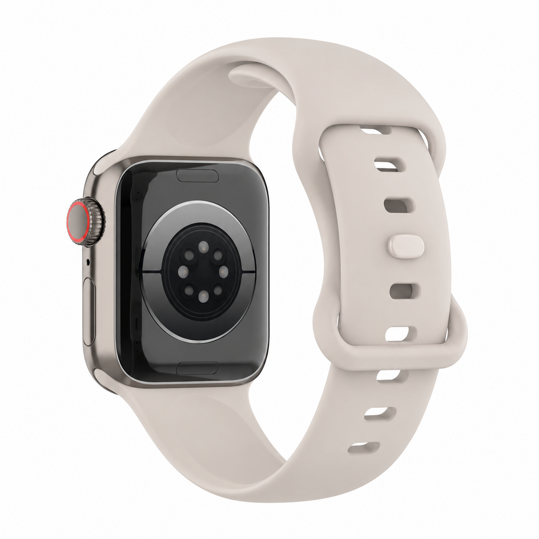 Siliconen sportbandje - Sterrenlicht / starlight - Maat: M/L - Geschikt voor Apple Watch 38mm / 40mm / 41mm / 42mm